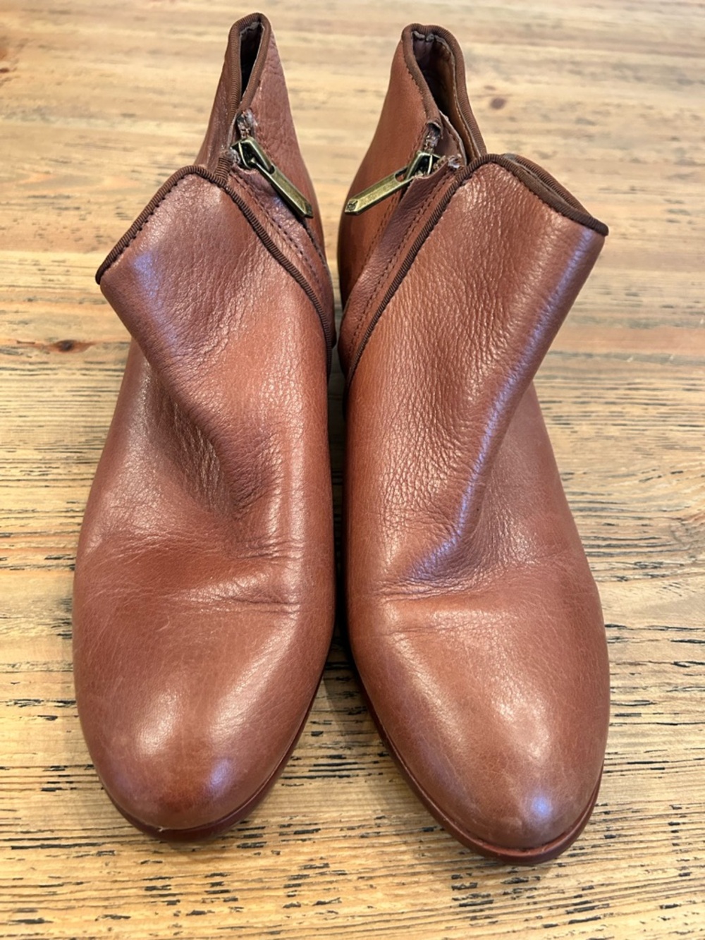 Sam Edelman brown leather zip-up booties
